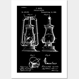 Vintage Tubular lantern 1888, Lantern patent, Vintage Inventions Blueprint Posters and Art